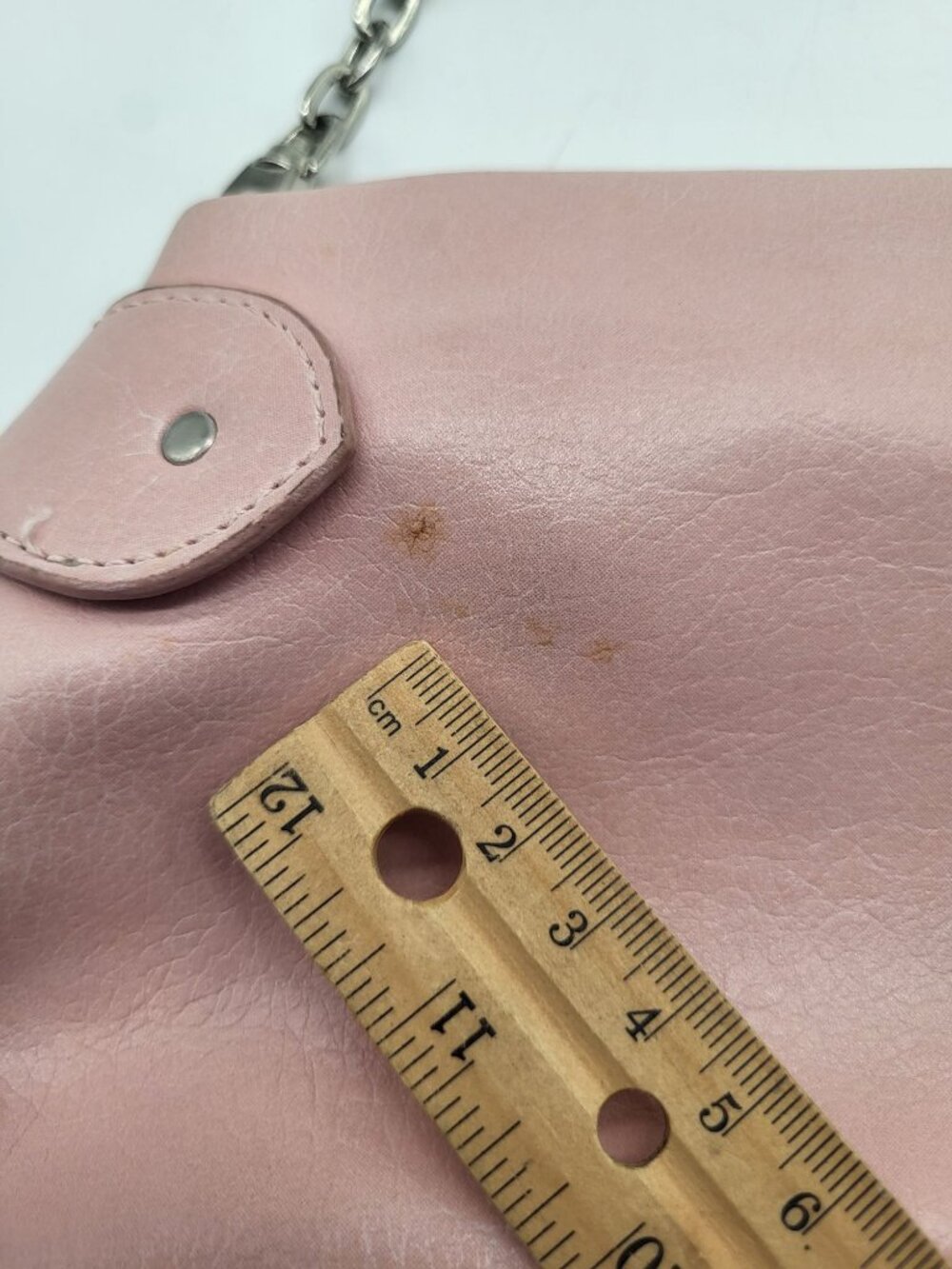 Vintage y2k Pink Faux Leather Purse Handbag Silver Tone Chain The Limited Grunge - Picture 5 of 9